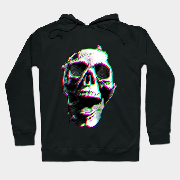 Ghost Night Spookshow Glitched Screaming Skull Hoodie by Ghost Night Spookshow